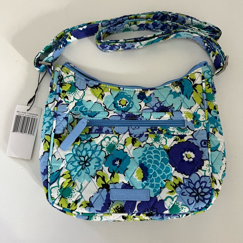 Vera Bradley Mini Andi Crossbody Bag Blueberry Blooms NWT Contemporary Floral